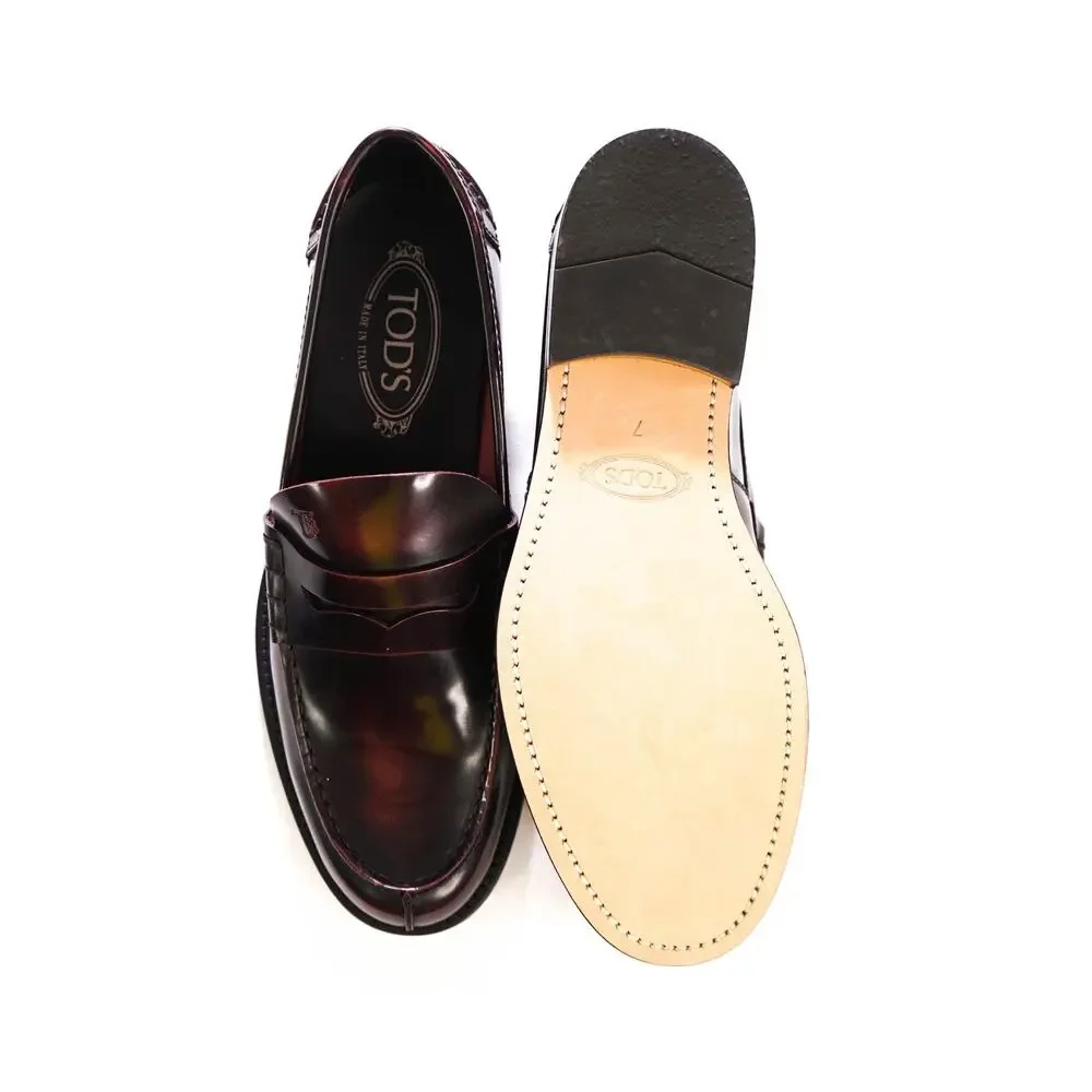 $925 TOD'S - Burgundy Leather Penny Loafers - US 8 (7UK)